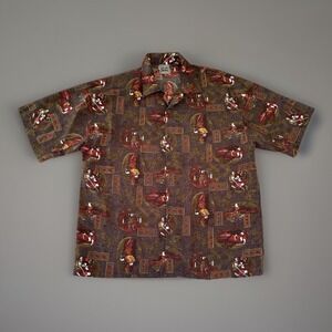Authentic Shaolin Shirt Mens XL Short Sleeve Button Up Graphic Polyester